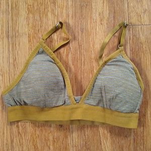 Icebreaker Striped Gray and Mustard Bra